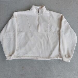 Ryderwear Sweatshirt Womens L Cream Quarter Zip Pullover Fleece Activewear
